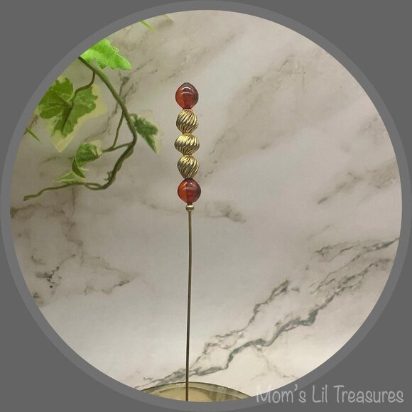 Red Orange And Gold Textured - 8” • Hatpin - Stick Pin • 4/2 - Picture 2 of 11